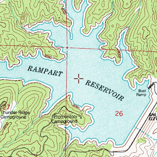 Topographic Map of Rampart Reservoir, CO