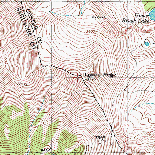 Topographic Map of Lakes Peak, CO