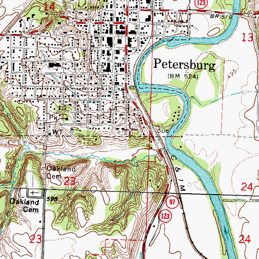 Topographic Map of Saint Petersburg Cemetery, IL