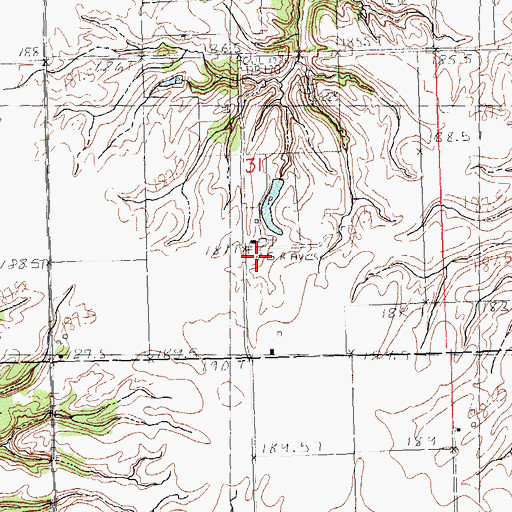 Topographic Map of Allendale Cemetery, IL