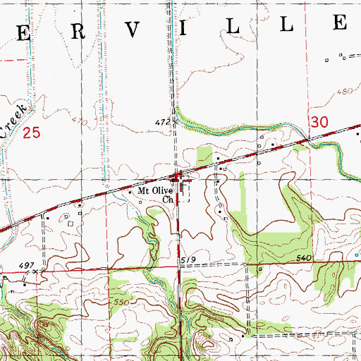 Topographic Map of Mount Olive Cemetery, IL