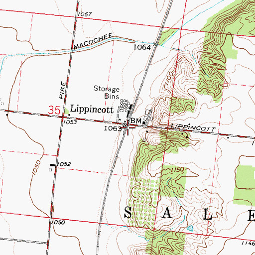Topographic Map of Lippincott Post Office (historical), OH