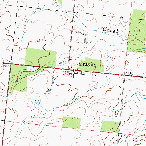 Topographic Map of Crayon Post Office (historical), OH
