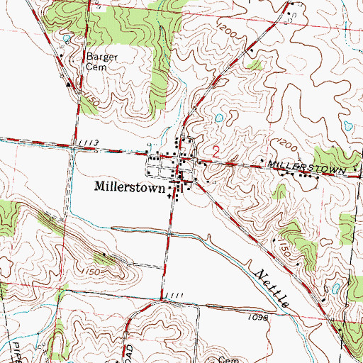 Topographic Map of Millerstown Post Office (historical), OH