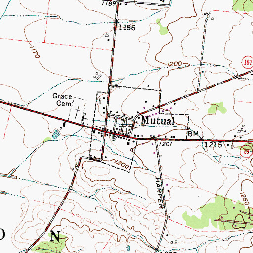 Topographic Map of Mutual Post Office (historical), OH