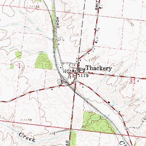 Topographic Map of Thackery Post Office (historical), OH