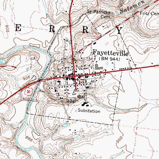 Topographic Map of Fayetteville Post Office, OH