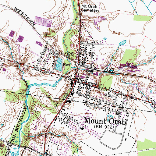 Topographic Map of Mount Orab Post Office, OH