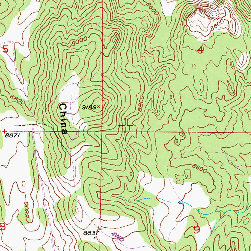 Topographic Map of China Wall, CO