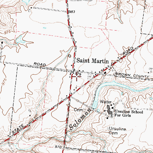 Topographic Map of Saint Martin Post Office, OH