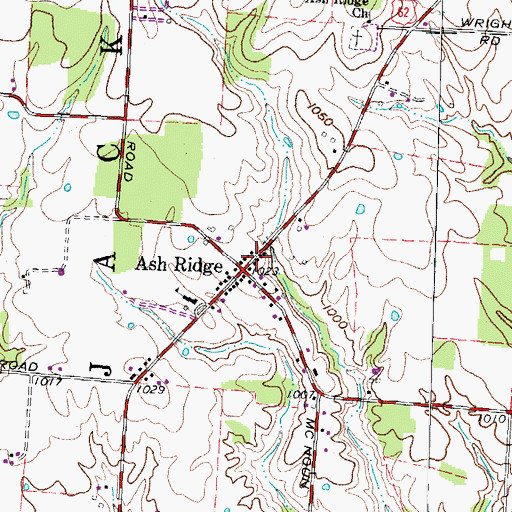 Topographic Map of Ashridge Post Office (historical), OH