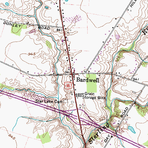 Topographic Map of Bardwell Post Office (historical), OH