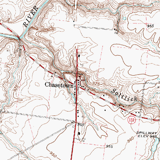 Topographic Map of Chasetown Post Office (historical), OH
