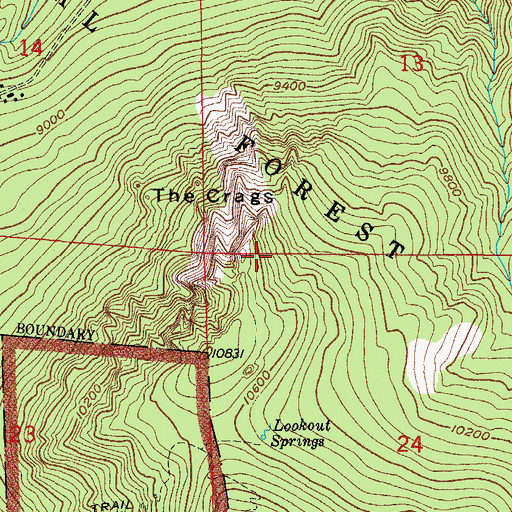Topographic Map of The Crags, CO