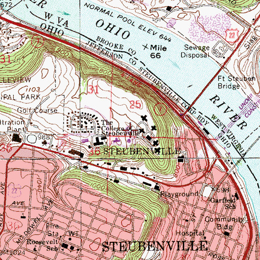 Topographic Map of J C Williams Center, OH