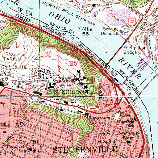 Topographic Map of Saint Francis Hall, OH