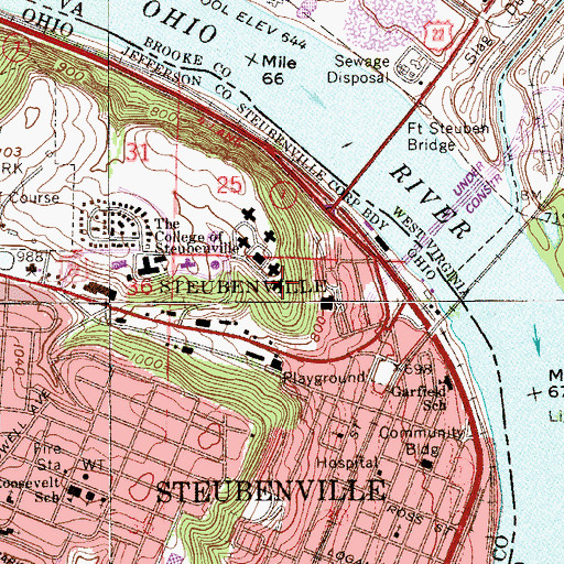 Topographic Map of Trinity Hall, OH