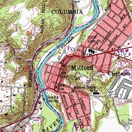 Topographic Map of Milford Post Office, OH