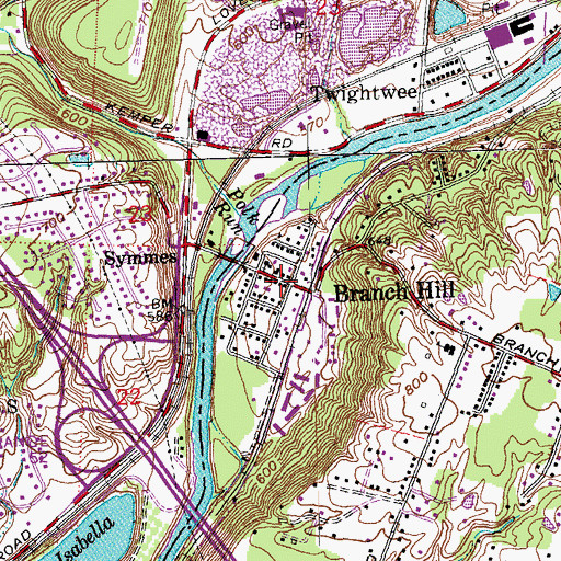 Topographic Map of Branch Hill Post Office, OH