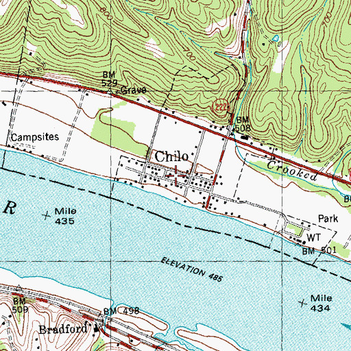 Topographic Map of Chilo Post Office, OH