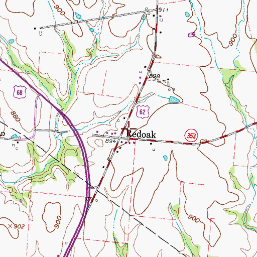Topographic Map of Red Oak Post Office (historical), OH