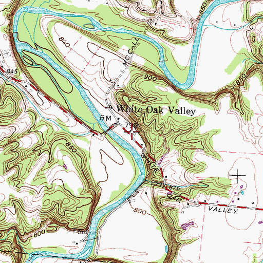 Topographic Map of White Oak Valley Post Office (historical), OH
