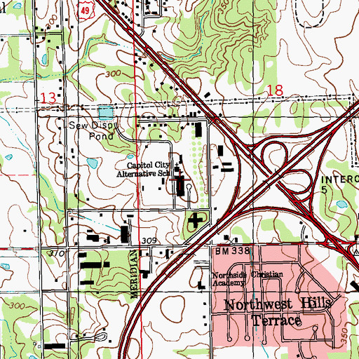 Topographic Map of Capital City Alternative School, MS