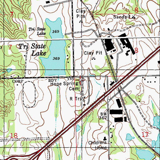Topographic Map of Hope Spring Cemetery, MS