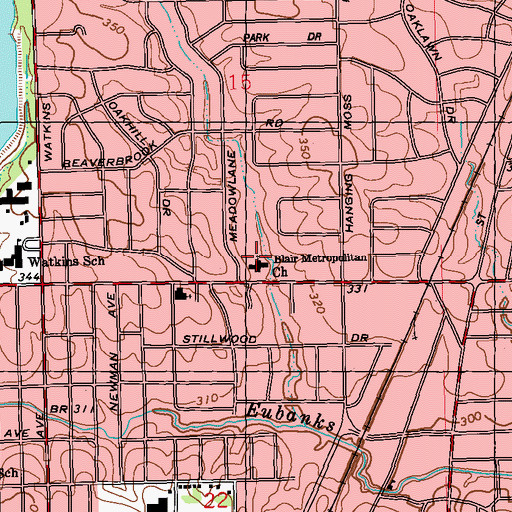 Topographic Map of Blair Metropolitan Church, MS