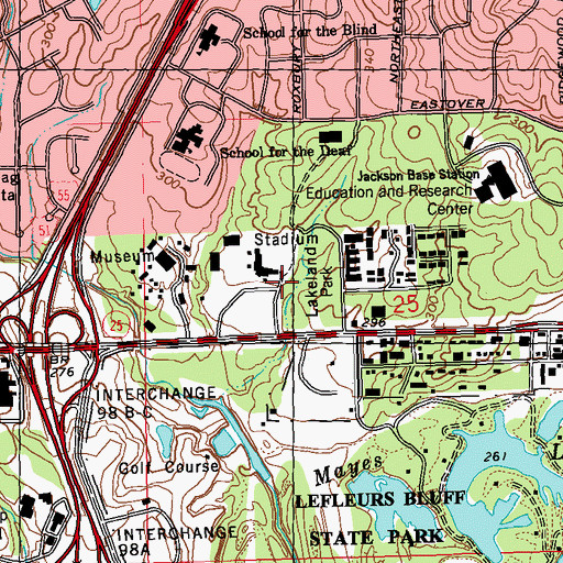 Topographic Map of Lakeland Park, MS