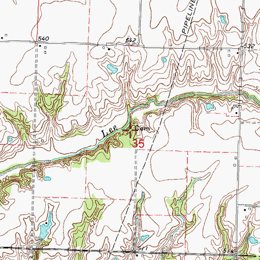 Topographic Map of Lee Cemetery, IL