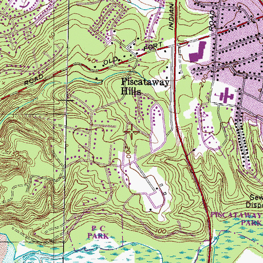 Topographic Map of Piscataway Estates, MD