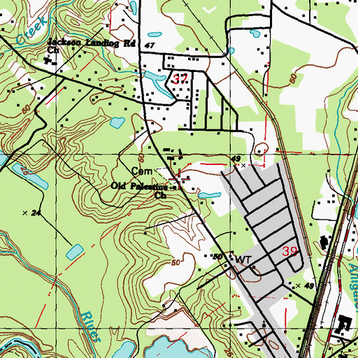 Topographic Map of Old Palestine Church, MS