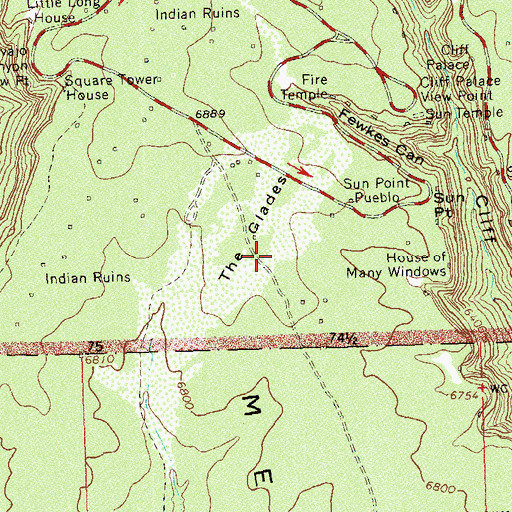 Topographic Map of The Glades, CO