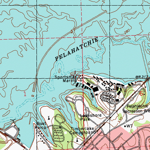Topographic Map of Sportsman Marina, MS