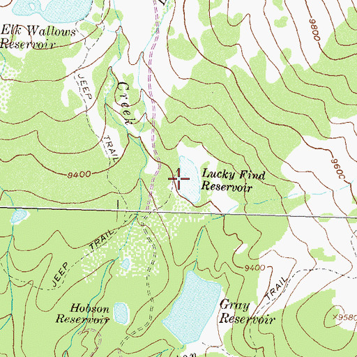 Topographic Map of Lucky Find Reservoir, CO