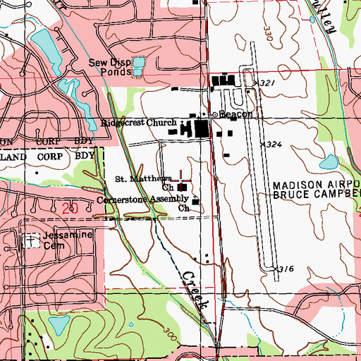Topographic Map of Saint Matthews Church, MS