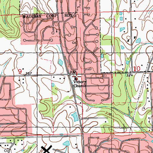 Topographic Map of Victory Church, MS