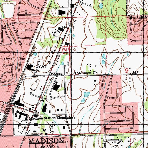 Topographic Map of Mormon Church, MS