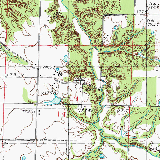 Topographic Map of Frogtown Cemetery, IL