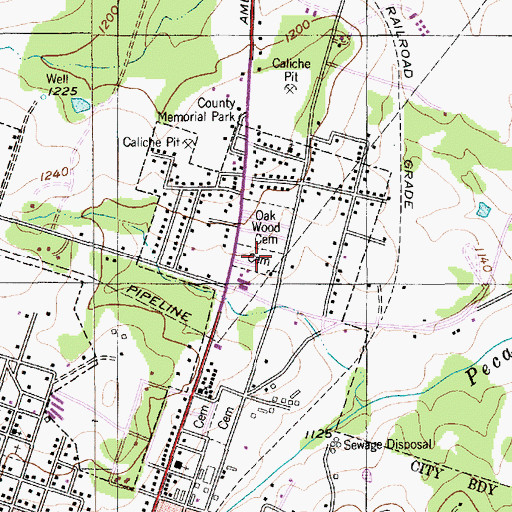 Topographic Map of New Independent Order of Odd Fellows Cemetery, TX