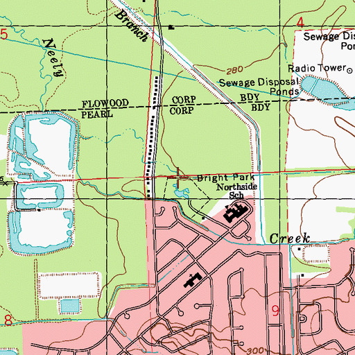 Topographic Map of Bright Park, MS