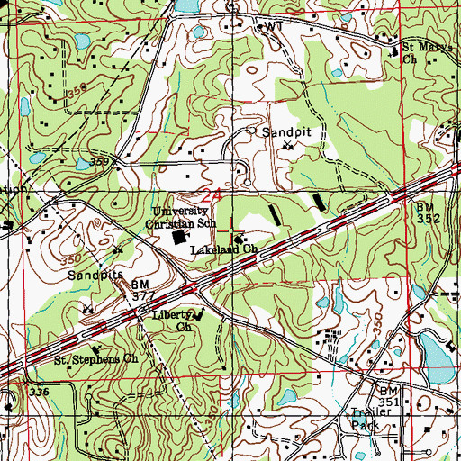 Topographic Map of Lakeland Church, MS