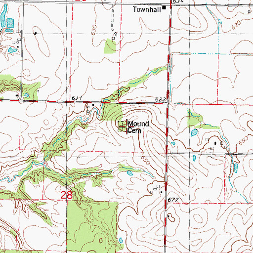 Topographic Map of Mound Cemetery, IL