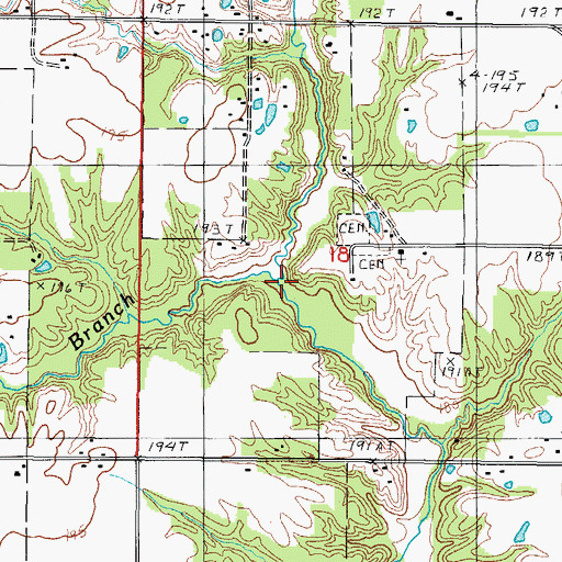 Topographic Map of Miller Creek, IL