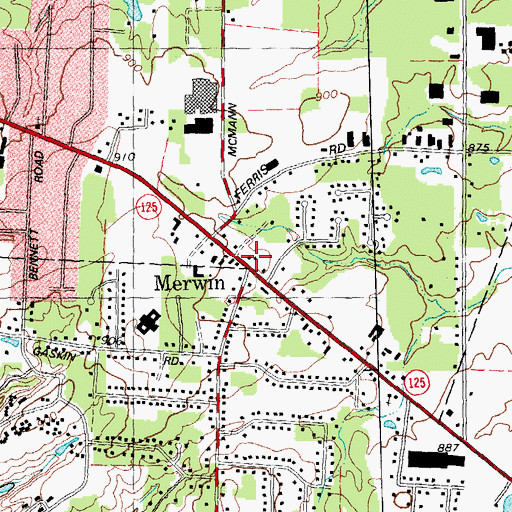 Topographic Map of Merwin Post Office (historical), OH