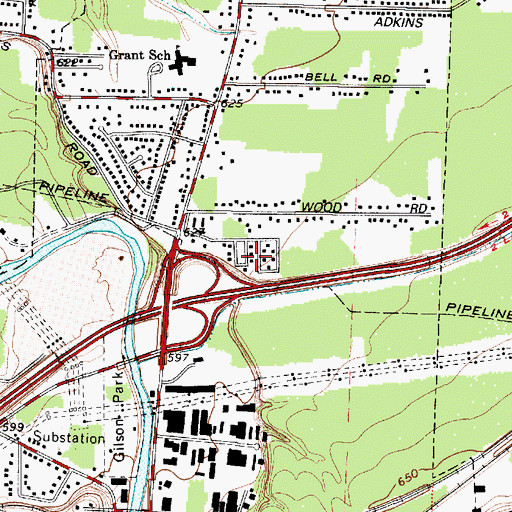Topographic Map of Oak Hill Village, OH