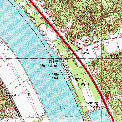 Topographic Map of New Palestine Post Office (historical), OH