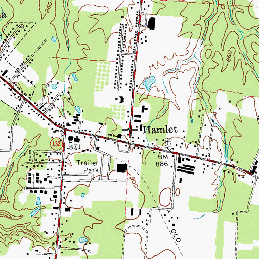 Topographic Map of Hamlet Post Office (historical), OH