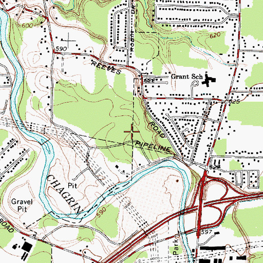 Topographic Map of Chagrin River Park, OH